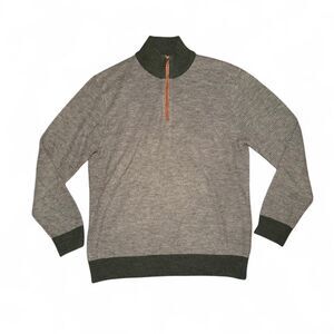 UNTUCKit Men’s Medium 100% Merino Wool Quarter Zip Sweater Belguerdo Jacquard